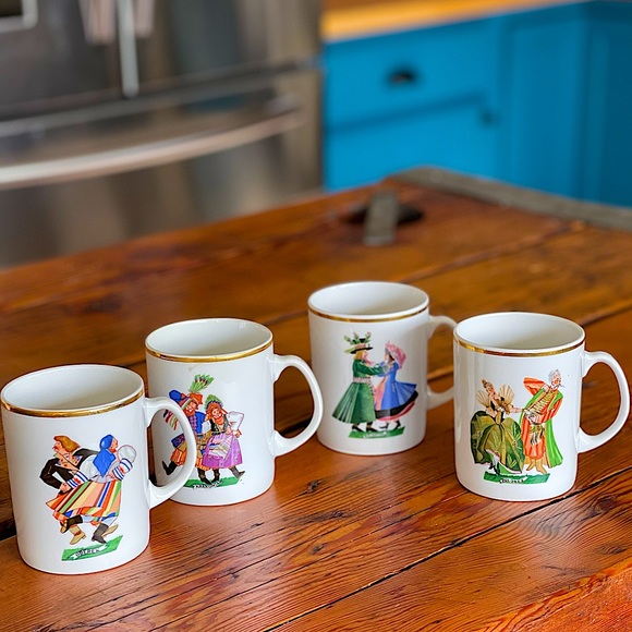 Vintage Set of Polish Coffee mugs Kaolina Favolina
